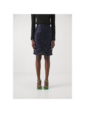 2nd Day NEW women Navy Blue sequin pencil skirt sz 36 (Small) BNWT ruched